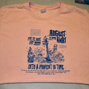 Taylor Swift Lyric Size L Crop T Shirt Folklore August Slipped Away Tee
